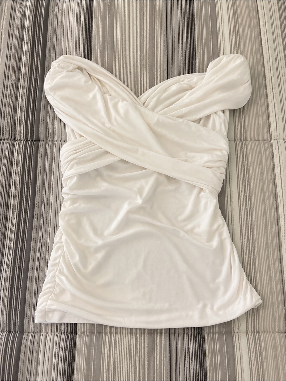 White Draped Off-Shoulder Women’s Top